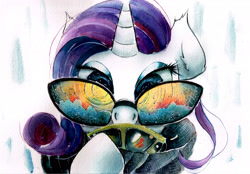 Size: 3437x2387 | Tagged: safe, artist:mashiromiku, rarity, pony, unicorn, female, looking at you, mare, solo, sunglasses