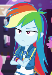 Size: 600x860 | Tagged: safe, derpibooru import, screencap, rainbow dash, better together, equestria girls, holidays unwrapped, cropped, crossed arms, dashing through the mall, female, solo