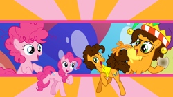 Size: 1920x1080 | Tagged: safe, artist:neodarkwing, derpibooru import, edit, cheese sandwich, pinkie pie, earth pony, pony, colt, female, filly, filly pinkie pie, male, wallpaper, wallpaper edit, younger