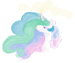 Size: 1155x974 | Tagged: safe, artist:weepysheep, princess celestia, alicorn, pony, bust, glowing horn, portrait, smiling, solo