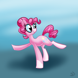 Size: 600x600 | Tagged: safe, artist:sallindaemon, pinkie pie, earth pony, pony, female, mare, pink coat, pink mane, simple background, solo