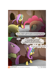 Size: 3541x5016 | Tagged: safe, artist:gashiboka, applejack, pinkie pie, spike, oc, oc:gold lily, dragon, earth pony, pony, unicorn, comic:recall the time of no return, comic, implied twilight sparkle, older, older spike, patreon, patreon logo