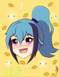 Size: 1080x1408 | Tagged: safe, artist:poppy04123, sonata dusk, equestria girls, blushing, bust, food, humanized, open mouth, portrait, solo, sonataco, taco