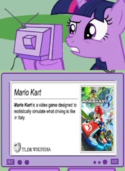 Size: 563x769 | Tagged: safe, derpibooru import, twilight sparkle, exploitable meme, mario kart, mario kart 8, meme, obligatory pony, super mario bros., tv meme, wat, wikipedia