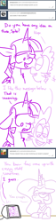 Size: 1280x5120 | Tagged: safe, artist:adorkabletwilightandfriends, princess celestia, spike, twilight sparkle, twilight sparkle (alicorn), alicorn, dragon, pony, ask adorkable twilight, ask adorkable twilight and friends, chest fluff, comic, female, lineart, male, mare, question, shipper on deck, shipping, straight, surveillance, tumblr, twispike