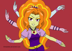 Size: 1256x877 | Tagged: safe, artist:erisabetta, adagio dazzle, aria blaze, sonata dusk, equestria girls, rainbow rocks, battle of the bands, female, gem, looking at you, red background, scene interpretation, simple background, siren gem, the dazzlings