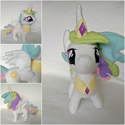 Size: 3988x3988 | Tagged: safe, artist:fleecefriendship, princess celestia, alicorn, pony, female, irl, jewelry, mare, photo, plushie, regalia, solo, spread wings, wings