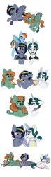 Size: 700x2394 | Tagged: safe, artist:celestial-rainstorm, derpibooru import, rainbow dash, oc, oc:jetstream, oc:mellow vibes, oc:tourmaline quartz, pegasus, pony, unicorn, colt, drumsticks, food, glowing horn, horn, magazine, magic, male, meat, offspring, parent:rainbow dash, parent:rarity, parent:soarin', parent:tree hugger, parent:zephyr breeze, parents:canon x oc, parents:soarindash, parents:zephyrhugger, pepperoni, pepperoni pizza, pizza, simple background, stallion, telekinesis, white background