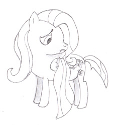 Size: 1244x1346 | Tagged: safe, artist:ragmo, fluttershy, pegasus, pony, monochrome, pencil, pencil drawing, solo, speedpaint, traditional art