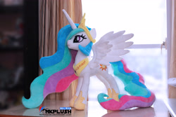 Size: 5184x3456 | Tagged: safe, artist:nekokevin, princess celestia, alicorn, pony, female, irl, jewelry, mare, photo, plushie, regalia, solo, spread wings, wings