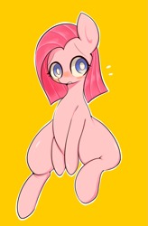 Size: 841x1280 | Tagged: safe, artist:91o42, pinkie pie, earth pony, pony, blushing, simple background, solo, straight hair