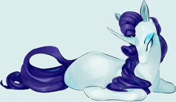 Size: 1280x740 | Tagged: safe, artist:ghostlook, rarity, pony, unicorn, prone, simple background, solo