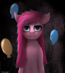 Size: 2664x3000 | Tagged: safe, artist:kaine, pinkie pie, earth pony, pony, party of one, belly button, crying, female, pinkamena diane pie, solo