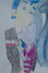 Size: 624x936 | Tagged: safe, artist:hakdurbin, flash sentry, sonata dusk, equestria girls, female, male, senata, shipping, straight, traditional art