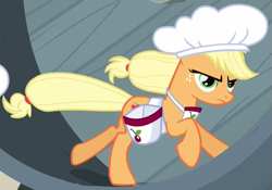 Size: 513x360 | Tagged: safe, screencap, applejack, earth pony, pony, the last roundup, hat, outfit catalog, saddle bag, solo