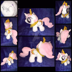 Size: 1600x1600 | Tagged: safe, artist:rubiowolf, princess celestia, alicorn, pony, cewestia, female, filly, folded wings, irl, jewelry, photo, pink-mane celestia, plushie, regalia, solo