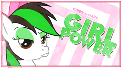 Size: 1920x1080 | Tagged: safe, artist:emkay-mlp, derpibooru import, oc, oc only, oc:kibbie, bow, duckface, girl power, hair bow, recolor, rule 63, solo, wallpaper