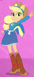 Size: 304x674 | Tagged: safe, screencap, applejack, equestria girls, boots, clothes, cowboy hat, denim skirt, hat, outfit catalog, skirt, solo, stetson, sweater, wondercolts