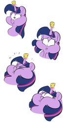 Size: 2800x5200 | Tagged: safe, artist:anonopony, twilight sparkle, bust, cork, cross-eyed, eyes closed, implied inflation, inflation, magic, magic inflation, magic suppression, near bursting, puffy cheeks, scrunchy face, sequence, simple background, solo, sweat, this will end in explosions, white background, wide eyes