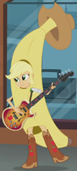 Size: 310x686 | Tagged: safe, screencap, applejack, a case for the bass, equestria girls, rainbow rocks, banana, banana suit, bananajack, clothes, costume, food, outfit catalog, solo