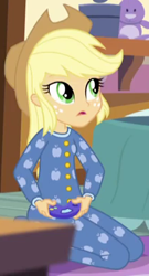 Size: 208x386 | Tagged: safe, screencap, applejack, equestria girls, rainbow rocks, clothes, footed sleeper, outfit catalog, pajamas, solo