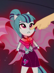 Size: 395x537 | Tagged: safe, edit, sonata dusk, equestria girls, rainbow rocks, boop, boop edit, cropped, fin wings, finger, hand, ponied up