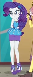 Size: 917x2100 | Tagged: safe, screencap, rarity, vignette valencia, better together, equestria girls, rollercoaster of friendship, arm behind back, cropped, cute, high heels, legs, raribetes, shoes, smiling
