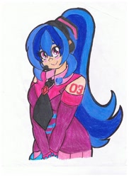 Size: 698x960 | Tagged: safe, artist:quantumheartbunny, sonata dusk, equestria girls, crossover, hatsune miku, humanized, solo, traditional art, vocaloid