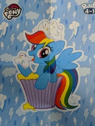 Size: 504x672 | Tagged: safe, derpibooru import, rainbow dash, pegasus, pony, creepy, cupcake, food