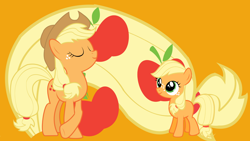 Size: 1920x1080 | Tagged: safe, artist:neodarkwing, derpibooru import, edit, applejack, earth pony, pony, cutie mark, female, filly, filly applejack, solo, wallpaper, wallpaper edit, younger