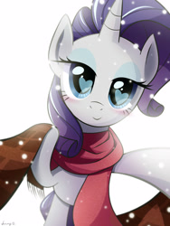 Size: 3000x4000 | Tagged: safe, artist:jeremywithlove, rarity, pony, unicorn, blushing, clothes, female, heart eyes, lidded eyes, looking at you, mare, offscreen character, pov, scarf, sexy, simple background, smiling, solo, white background, wingding eyes