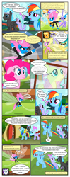 Size: 612x1552 | Tagged: safe, artist:newbiespud, derpibooru import, edit, edited screencap, screencap, flitter, fluttershy, pinkie pie, rainbow dash, seabreeze, breezie, earth pony, pegasus, pony, comic:friendship is dragons, angry, annoyed, background pony, comic, dialogue, female, flying, frown, hat, headband, male, mare, pushing, screencap comic, shrug, smiling, stallion