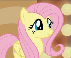 Size: 698x575 | Tagged: safe, screencap, fluttershy, pegasus, pony, viva las pegasus, :t, cropped, cute, female, las pegasus scrunchyshy, mare, shyabetes, smiling, solo