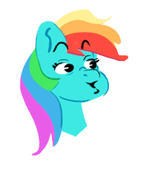 Size: 464x573 | Tagged: safe, artist:noofooba, derpibooru import, rainbow dash, pegasus, pony, bust, cute, interested, oooooh, simple background, solo, transparent background