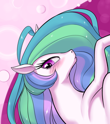 Size: 1534x1729 | Tagged: safe, artist:coinpo, princess celestia, alicorn, pony, blushing, female, heart eyes, looking at you, mare, solo, wingding eyes