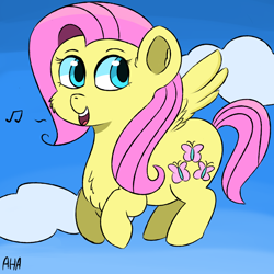 Size: 2000x2000 | Tagged: safe, artist:an-honest-appul, fluttershy, pegasus, pony, music notes, newbie artist training grounds, solo