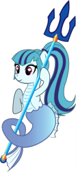 Size: 1690x3790 | Tagged: safe, artist:andrevus, sonata dusk, merpony, ponified, solo, trident, weapon