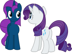 Size: 8525x6400 | Tagged: safe, artist:parclytaxel, rarity, oc, oc:thunder glade, pony, unicorn, .svg available, absurd resolution, alternate hairstyle, commission, female, makeover, male, mare, plot, simple background, stallion, transparent background, vector