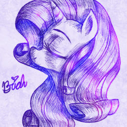 Size: 1000x1000 | Tagged: safe, artist:bellamyrocks, rarity, pony, unicorn, bust, eyes closed, female, limited palette, mare, sidemouth, solo, traditional art