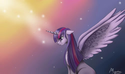 Size: 2000x1180 | Tagged: safe, artist:autumnsmonologue8, derpibooru import, twilight sparkle, twilight sparkle (alicorn), alicorn, pony, female, gradient background, mare, solo