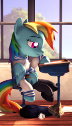 Size: 1232x2160 | Tagged: safe, artist:apexpredator923, derpibooru import, rainbow dash, pegasus, pony, 3d, clothes, school uniform, schoolgirl, solo