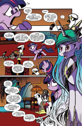 Size: 1041x1600 | Tagged: safe, artist:andypriceart, idw, glenda, princess celestia, raven, twilight sparkle, twilight sparkle (alicorn), alicorn, griffon, pony, spoiler:comic, spoiler:comic62, comic, female, mare, official comic, preview, speech bubble, treaty