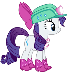 Size: 2057x2156 | Tagged: safe, artist:sonofaskywalker, rarity, pony, unicorn, the end in friend, boots, clothes, female, glitter boots, helmet, mare, mining helmet, scarf, shoes, simple background, solo, transparent background, vector