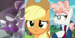 Size: 1376x710 | Tagged: safe, screencap, applejack, coloratura, svengallop, earth pony, pony, the mane attraction, countess coloratura