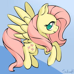 Size: 1024x1024 | Tagged: safe, artist:sabrib, fluttershy, pegasus, pony, female, flying, mare, solo