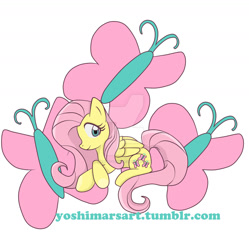 Size: 1024x1030 | Tagged: safe, artist:yoshimarsart, fluttershy, pegasus, pony, crossed arms, crossed legs, cutie mark, cutie mark background, sitting, solo, watermark