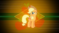 Size: 3840x2160 | Tagged: safe, artist:laszlvfx, derpibooru import, edit, applejack, earth pony, pony, blushing, solo, wallpaper, wallpaper edit