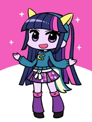 Size: 600x800 | Tagged: safe, artist:chanxco, derpibooru import, twilight sparkle, equestria girls, chibi, clothes, cute, female, open mouth, skirt, solo, twiabetes, wondercolts, wondercolts uniform