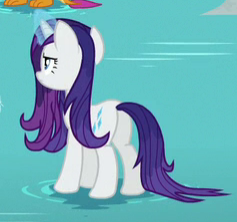Size: 237x222 | Tagged: safe, screencap, rarity, pony, unicorn, a rockhoof and a hard place, butt, cropped, female, mare, picture for breezies, plot, solo, wet, wet mane, wet mane rarity