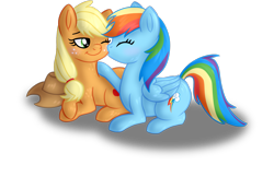 Size: 1546x1002 | Tagged: safe, artist:schattenspielrex, derpibooru import, applejack, rainbow dash, earth pony, pegasus, pony, appledash, female, lesbian, shipping